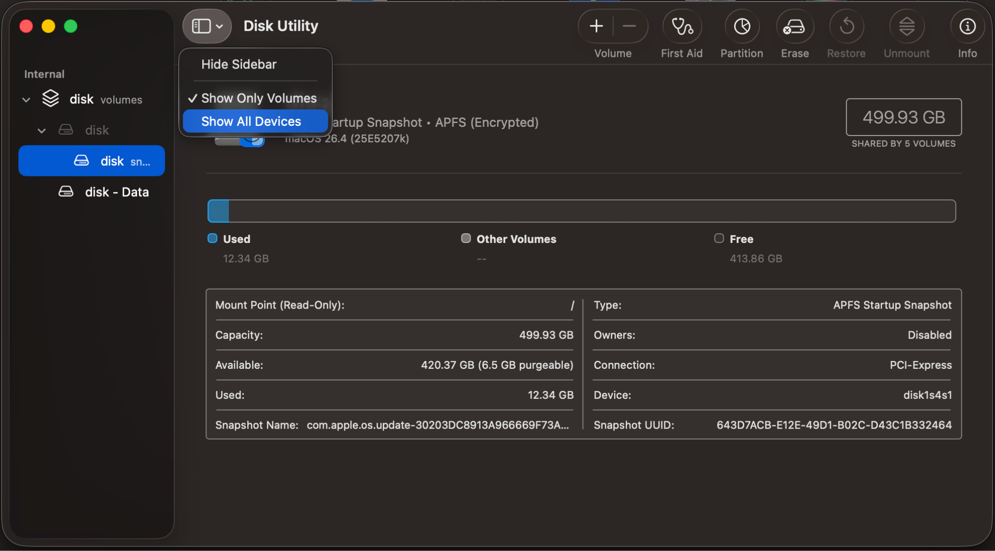 Click View > Show All Devices